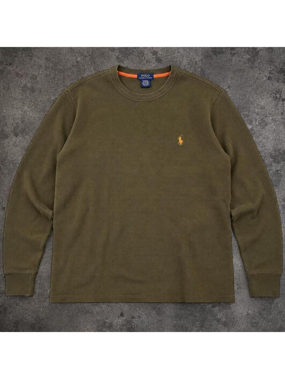 Fire Polo Ralph Lauren olive green cotton long sleeve shirt